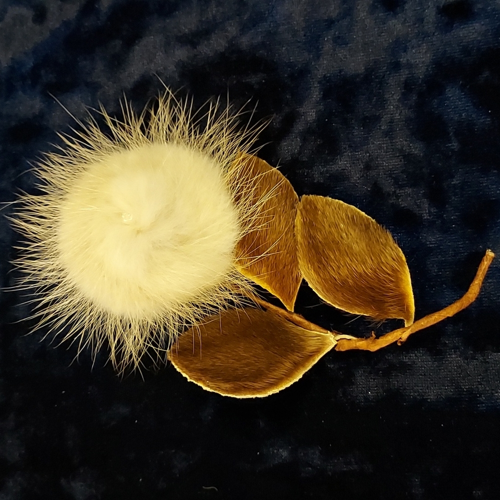 Hand Made Fur and Leather Flower